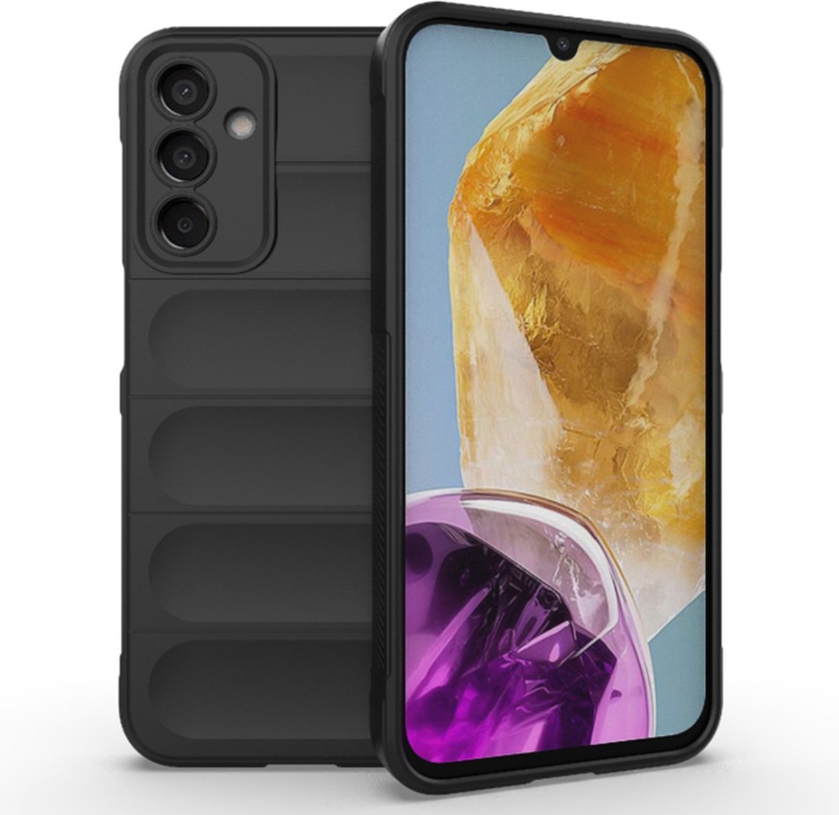 Techsuit Magic Shield Silicone Back Cover hoesje voor Samsung Galaxy M15 - Zwart