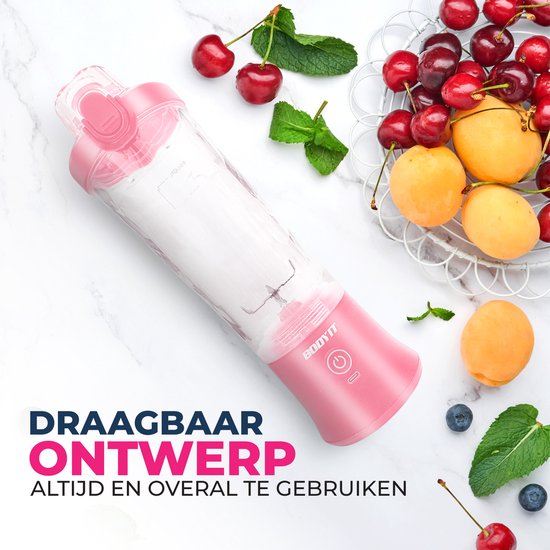 BODYIT® - Draagbare Blender met Extra Accessoires - 700ml - 6 Mesjes - Portable Blender To Go - USB-C - Oplaadbare Blenders met Accu - Draadloze Smoothie & Shake Maker - Roze van BODYIT® — afbeelding 3