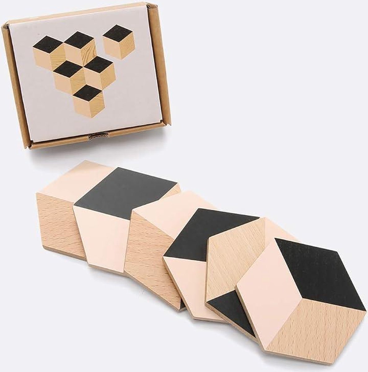Onderzetter Set - Table Tiles van Bower voor Areaware - Zwart/Beige