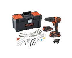 BLACK+DECKER 18V Schroef-/Klopboormachine 2x 18V 1.5Ah accu’s 100 Accessoires in Koffer - BCD700C2AMB-QW