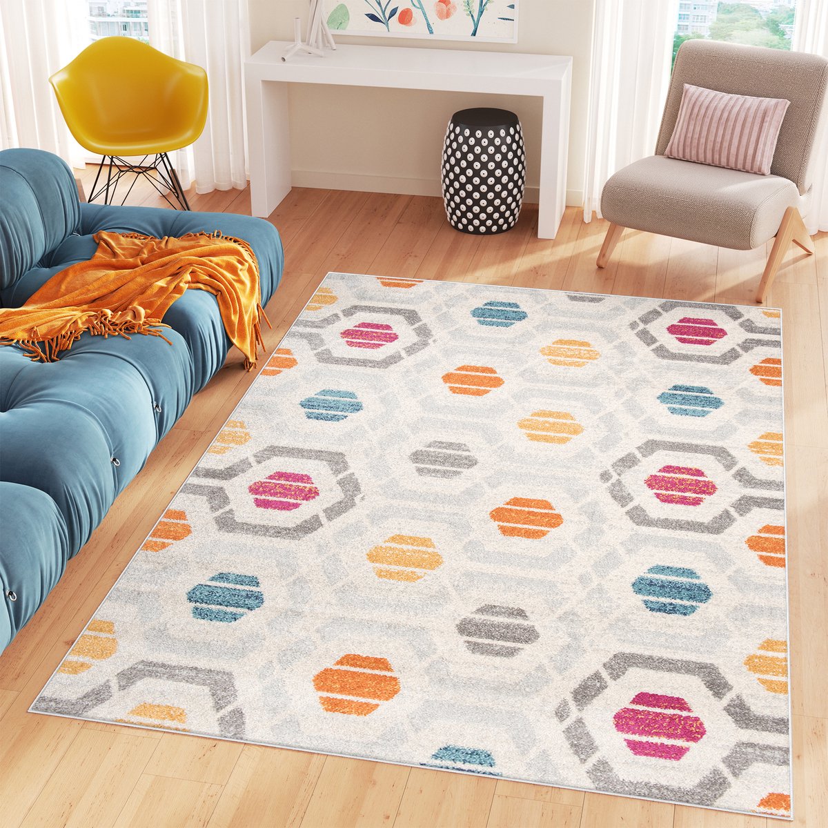 Tapiso Cosmo Vloerkleed Roze Grijs Woonkamer Modern Tapijt Maat- 80x150