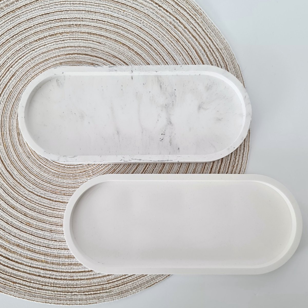 Ovaal Schaaltje-Decoratieve Ovale Schaaltje-Wit Keramiek/ Gips Kaarsen Onderzetter-24,5 cm