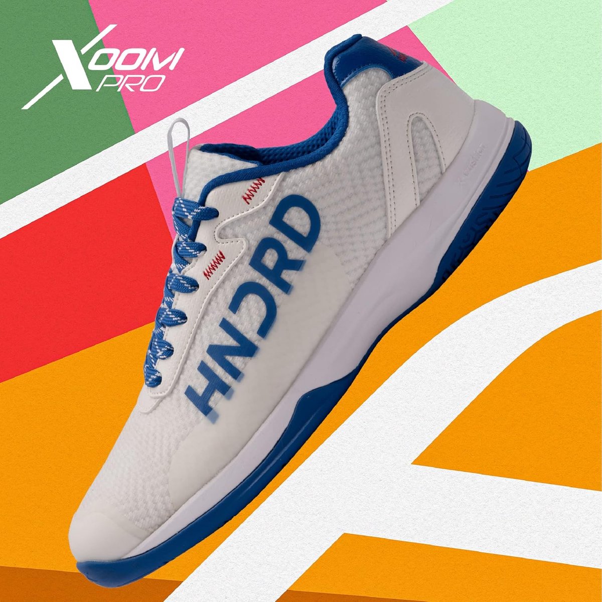 HUNDRED Xoom Pro Non-Marking professionele badmintonschoenen voor heren (wit/blauw, maat: UK 11/US 12/EU 45) | Materiaal Bovenwerk: mesh, TPU en synthetisch leer, Zool: rubber en phylon |