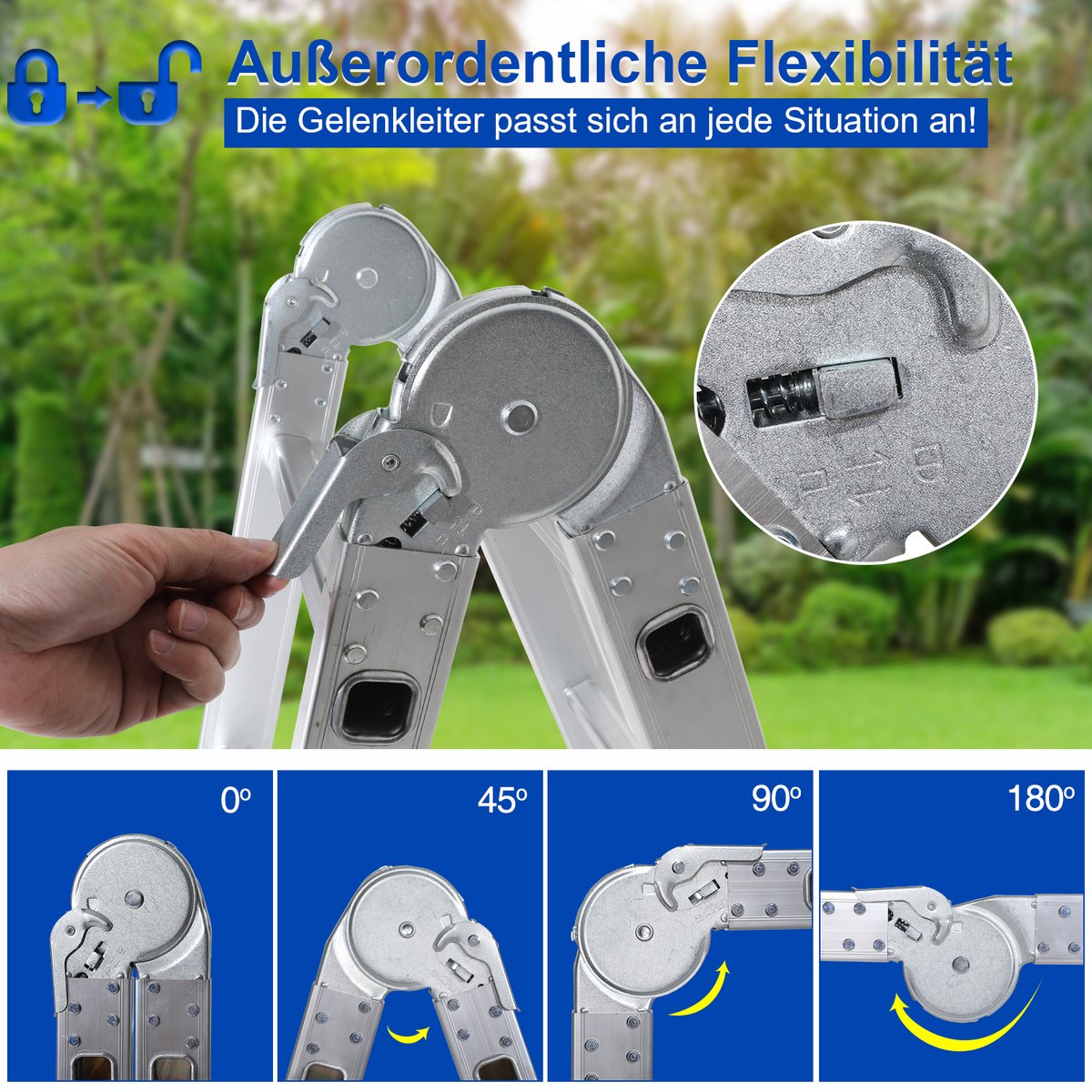 Vouwladder 4x4 Leunladder Aluminium Multifunctionele ladder Verlengladder – foto 7