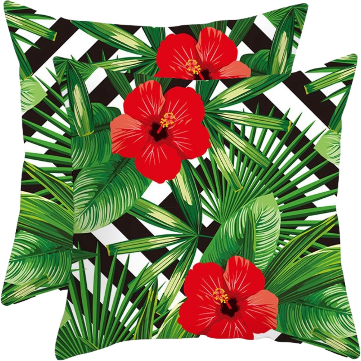 Tuinkussenhoezen Santorini - 2 stuks - 45x45cm - buitenkussen hoezen - water en UV-bestendig sierkussen hoezen -hoge kwaliteit - 91gr.