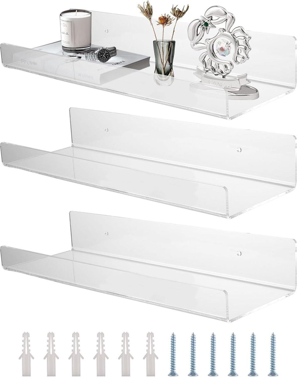 Furnilux - Zwevende Planken Set - zwart - 15 x 3.5 cm