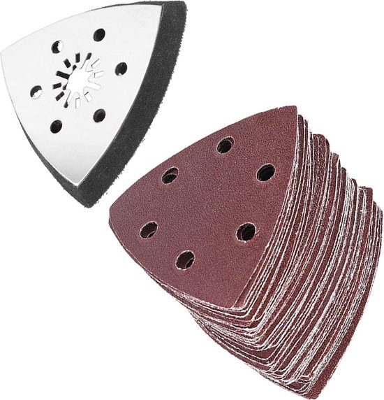 Schuurdriehoek 61 stuks 90 mm 6 gaten - driehoek schuurpad schuurpapier