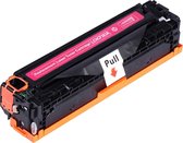 Magenta toner cartridge met oranje accenten en een "Pull" sticker. Tekst: Replacement Laser Toner Cartridge LGHCF383A.