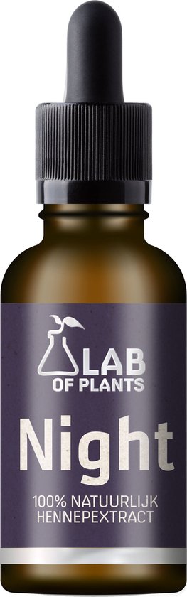 Foto: Lab of plants night hennepolie hoog geconcentreerd pre klinisch getest cbd olie cbg olie cbc olie slapen nachtrust supplement vrij van melatonine 100 natuurlijk 10 ml