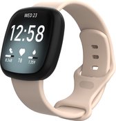 By Qubix - Compatible Fitbit bandje - geschikt voor Fitbit Versa 3 & 4 / Sense 1 & 2 Sportbandje - Zandroze- Maat: S/M Smartwatchbandje bandje Armband Polsband Strap Band Watchband