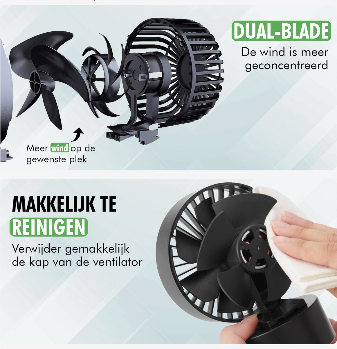 Travelhawk Mini USB Ventilator - Tafelventilator - Mini Ventilator - Klein, Stil en Geruisloos - Dual Motoren - Kantelbaar - 2 Snelheden - Zwart — afbeelding 8