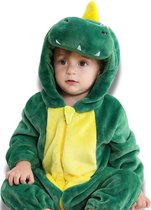 BoefieBoef Krokodil Dieren Onesie & Pyjama voor Baby en Dreumes - Kinder Verkleedkleding - Dieren Kostuum Pak - Groen Dinosaurus