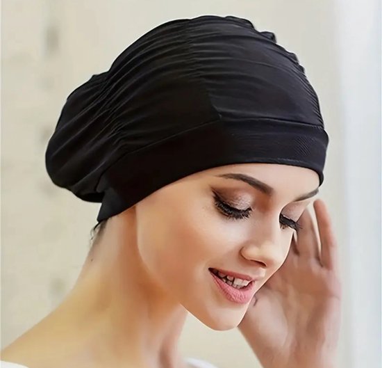 Stretch zwemmuts badmuts muts cap voor zwemmen vrouwen zwart met stretch model02