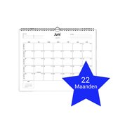 22 Maanden kalender 2024/2025/2026 - 1 juni 2024 t/m 31 maart 2026 - Dubbelzijdig - Sterke spiraalbinding - Dagenteller - Inclusief feestdagen - Ruime schrijfruimte - Duurzaam papier - Metalen ophanghaakje