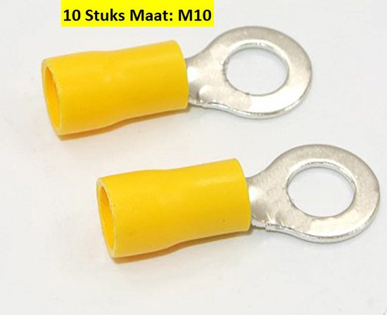 Foto: Half ge soleerde kabeloog kabeloog massa connector m10 geel 10 stuks