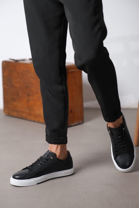 Baskets pour femmes Cuir Premium Cuir Zwart - Oscar&Djayds - Zwart - Cuir Véritable - Baskets pour femmes - Chaussures pour femmes - OD 210 - taille 45