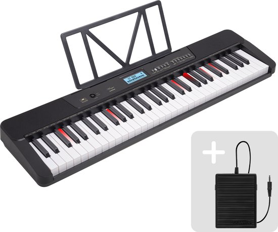 Foto: Keyboard piano engus a902 keyboard met 61 aanslaggevoelige toetsen usb midi trainingsfunctie met lichtgevende toetsen inclusief sustain pedaal