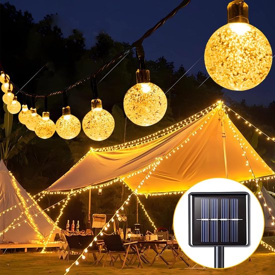 Lichtsnoer op Zonne-energie voor Buiten - 11 Meter 60 LED Solar Tuinverlichting IP44 Waterdicht - Voor Tuin Terras Balkon Bruiloft Feestdecoraties (Warmwit)