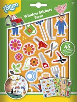 Totum boerderij raamstickers - 45 stuks - niet permanente verplaatsbare stickers boerderijdieren, voertuigen, gereedschap en bomen/fruit - incl speeldecor