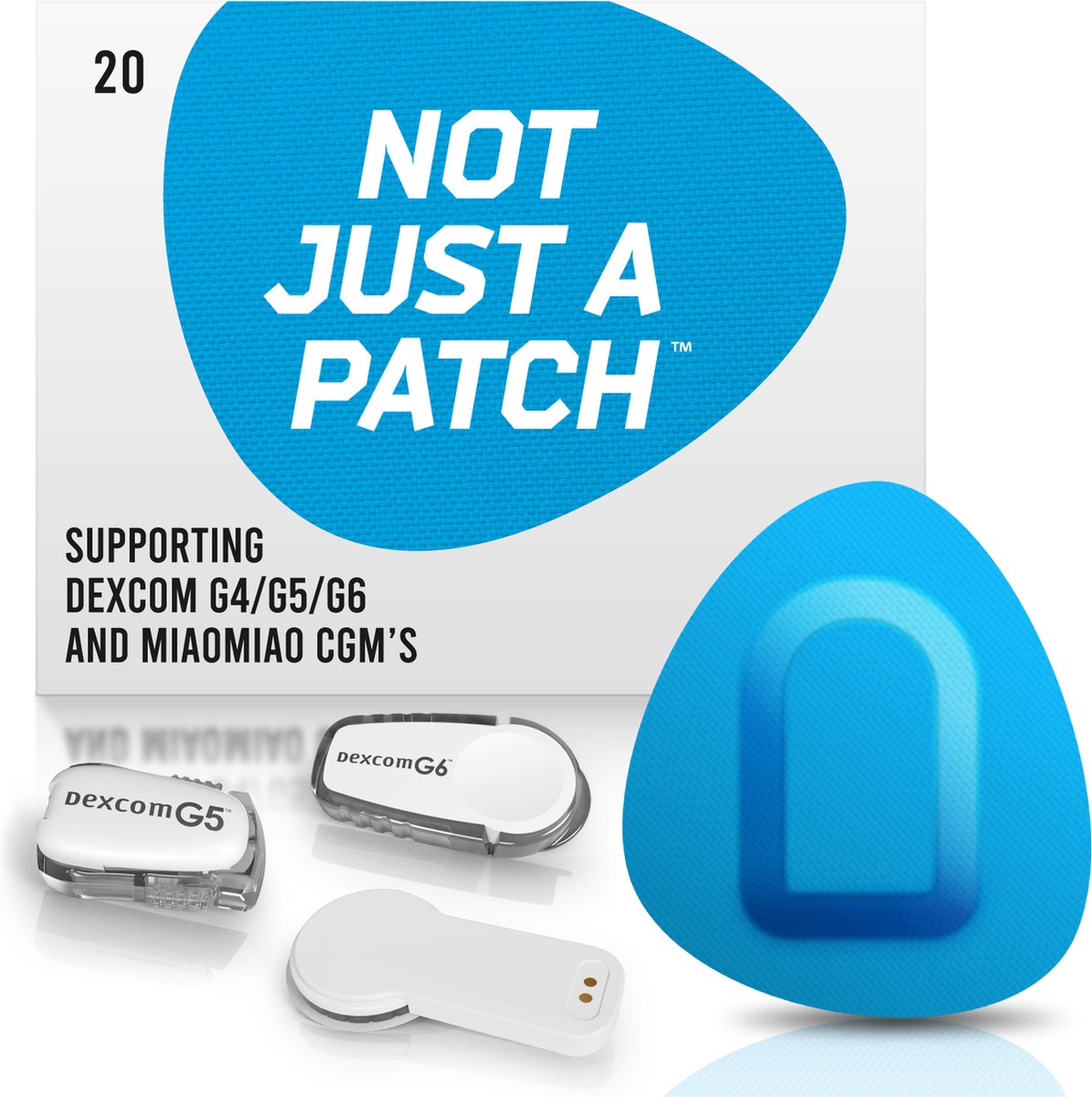 Goedkoopste Not Just A Patch - Blue Patch - Sensor patch pleister for Dexcom or MiaoMiao Libre – 20 pack – M (maat