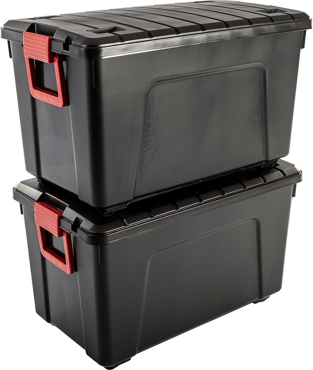 SUNDIS LOCKER, 40L Plastic Storage Box, Reinforced with Clip-on Lid, Stackable, Ideal for Workshops, Transportation, Garages and DIY