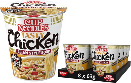 Nissin Cup Noodles - Tasty Chicken Noedels - Instant Noodles - 8 stuks