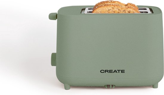 CREATE - Broodrooster van 750 W, Met beveiligingssysteem, Zes vermogensniveaus, Sage- TOAST STUDIO