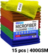 SWILIX® Microvezeldoekjes - 400GSM - 15 Stuks 30 x 30 cm - Wasbaar - Schoonmaakdoekjes - Schoonmaak / Auto