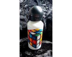 Bedrukte fles, bedrukte bidon, Fles met kubus, Bidon met kubus, Cadeau bidon, Spel bidon, Drink fles, Vaderdag, Geslaagd,