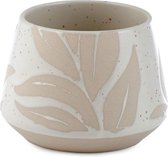 Florens Hesperantha - Crème Glazuur - Reliëf Stoneware - Bloempot Binnen