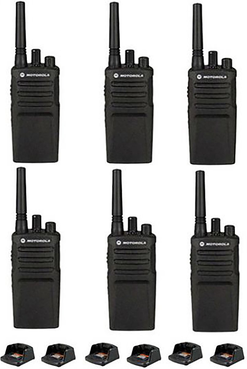 Set van 6 Motorola XT420 UHF IP55 PMR446 Portofoon met laders