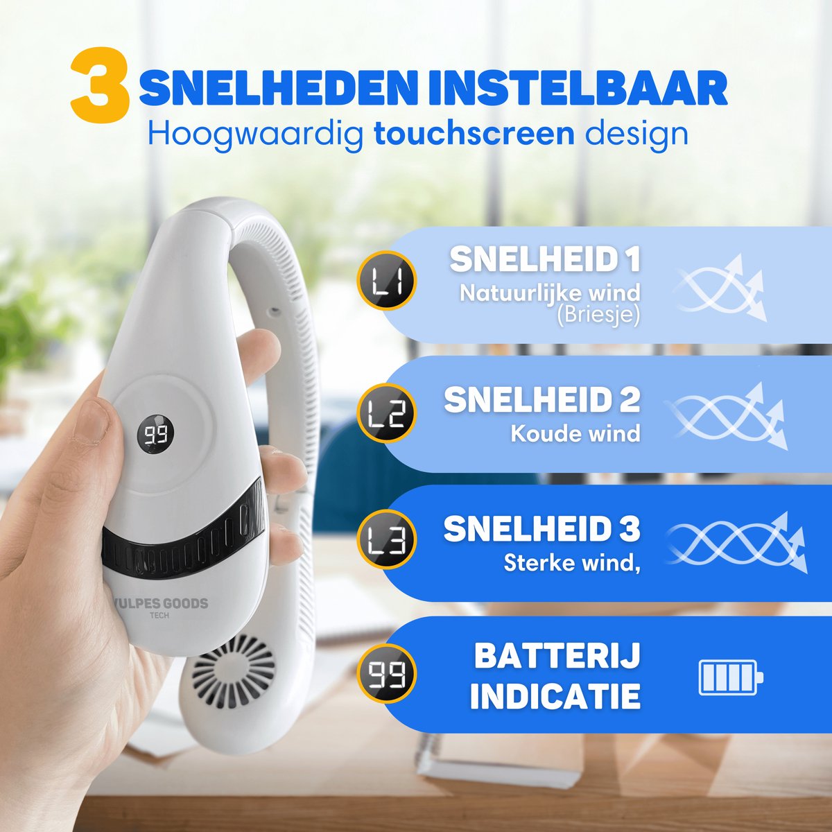 Uozonit Handventilator | Sterke luchtstroom persoonlijke ventilator, 3 Uozonit Handventilator | Sterke luchtstroom persoonlijke ventilator, 3