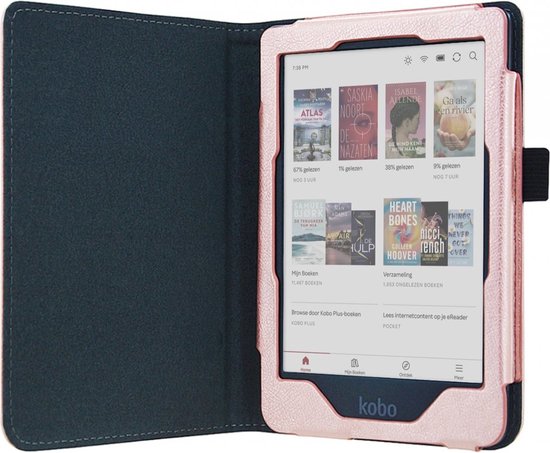 Hoesje geschikt voor Kobo Clara Colour / BW - Book Case Premium Sleep Cover Kunstleer Hoes met Auto/Wake Functie - Roségoud van Merkloos — afbeelding 2