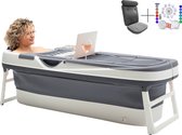 HelloBath® Opvouwbaar bad - XXL Goliath (Comfort) - Donker Grijs - 157cm - Inklapbaar bad - Zitbad voor volwassenen - Bath Bucket - Extra: Luxe Badkussen, Deksels, Badlamp & Opbergtas