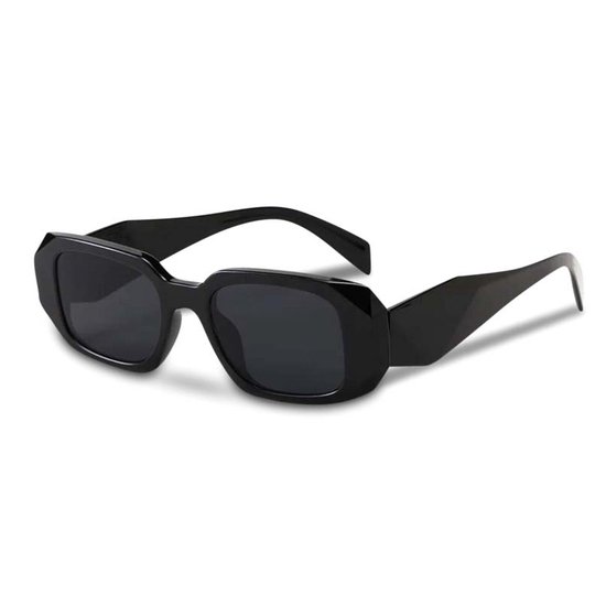 Zonnebril rechthoekig - Zonnebrillen - Festival bril - Rave bril - Glasses - Dik montuur - Zwart van Merkloos — afbeelding 5