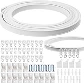 GArcan Système de Rail de Rideau intégré pour Plafond Suspendu, Tringle à Rideau Invisible intégrée pour terrasse/Baie vitrée/Van/Douche, Longueur de 1 à 6 m en Option (Couleur : Blanc, Taille : 6
