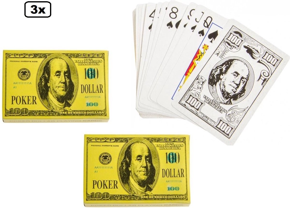 Speelkaarten set Dollar - Kaartspel thema feest fun Amerika