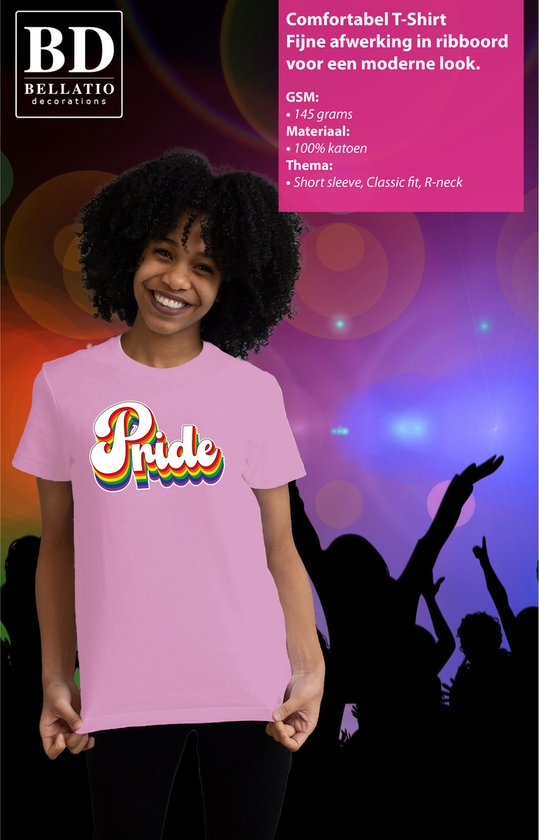 Bellatio Decorations T-shirt Gay Pride pour femme - fierté - rose clair - arc-en-ciel - LGBTI XS