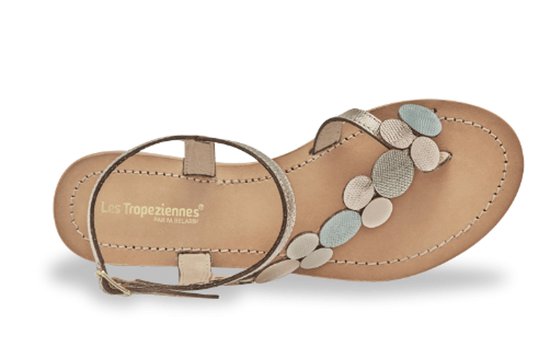 Platte sandalen van hulstleer