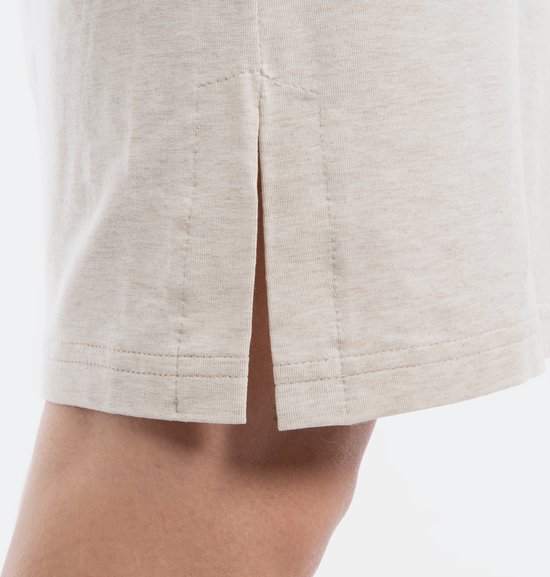 Knit Factory Lily Dress - Robe pour femme à col rond - Robe droite - Manches courtes - Robe pour le printemps et l'été - Beige - M