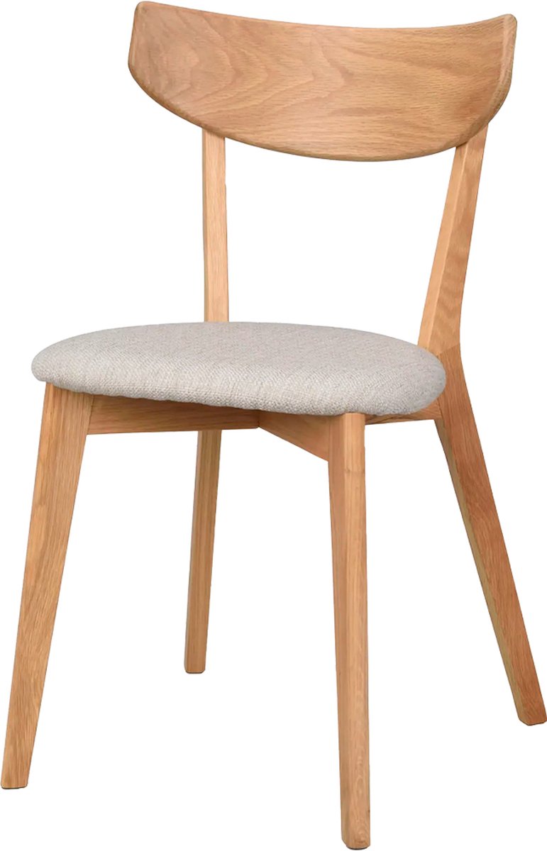 Rowico Home Ami Eetkamerstoel Naturel Eiken - met Grijs Zitkussen - Hout - Massief Eiken - Scandinavisch