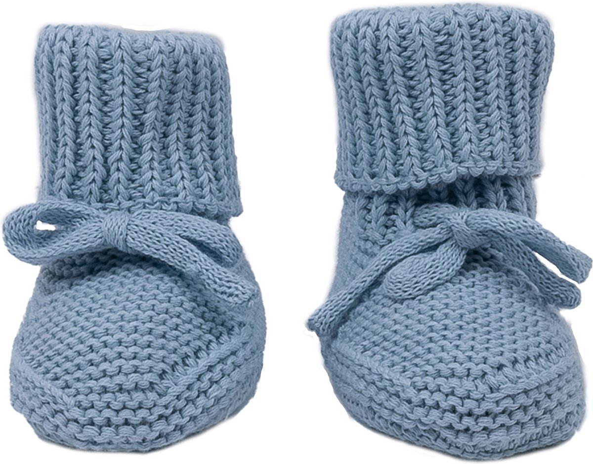 Lodger Babyslofjes blauw gebreid katoenen 0-6M zacht katoen Slipper Knit