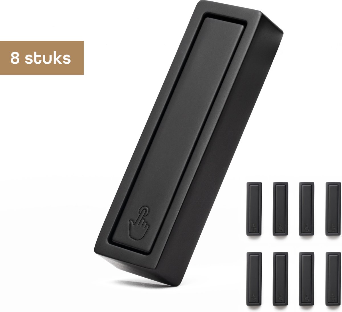 Baulk® - Ophanghaken – Jashaak – Muurhaak – Multifunctioneel – Buiten & binnen – Tot 15Kg – Minimalistisch – Zwart – Klein – RVS – Modern - 8 stuks