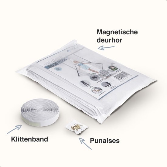 ForDig Vliegengordijn 100x213cm - Glasvezel A-kwaliteit - Luxe Deurhor Magnetisch - Horgordijn – Vliegengordijn – Hordeur - Wit
