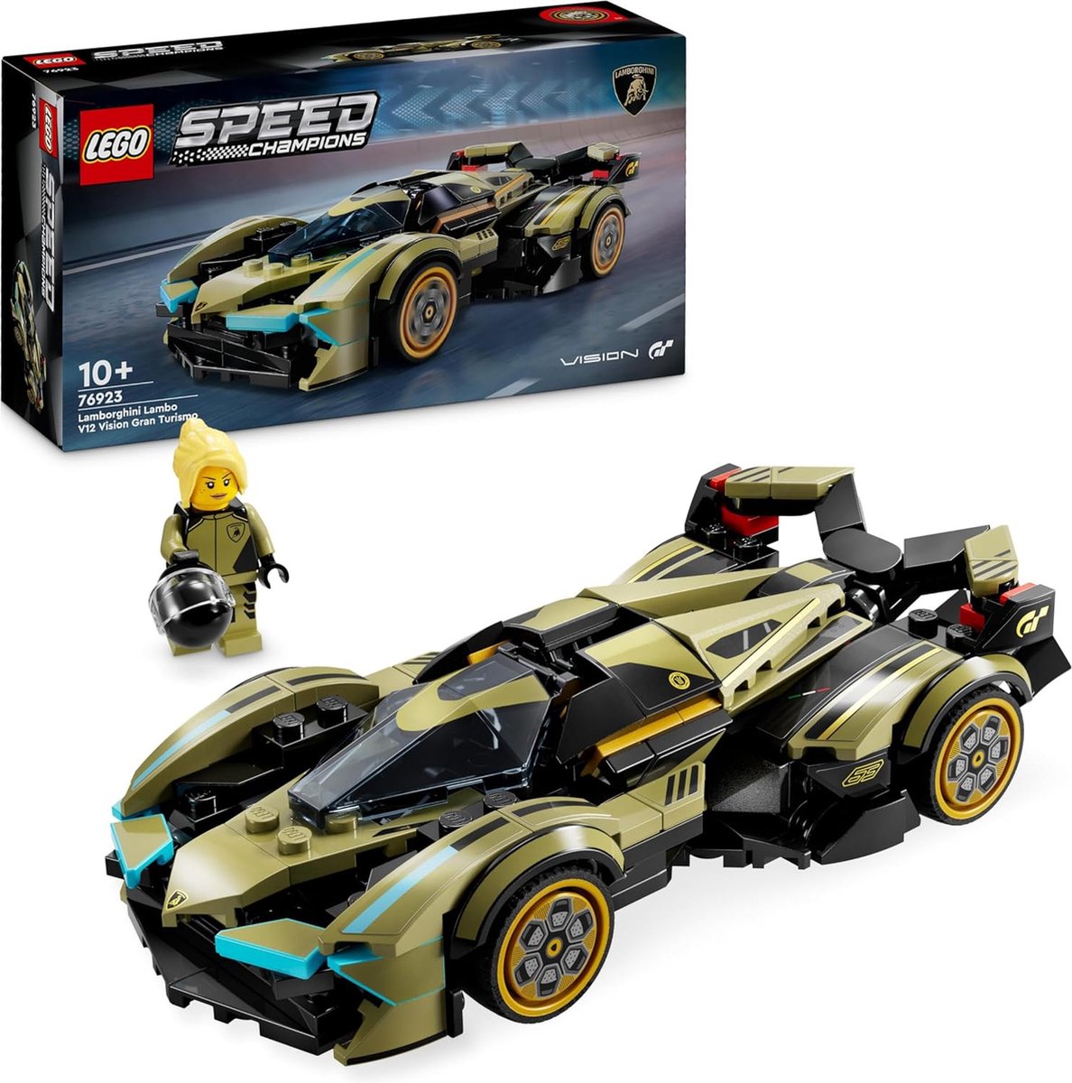 LEGO Speed Champions Lamborghini Lambo V12 Vision GT supercar, Auto Speelgoed voor Kinderen, Bouwpakket met Raceauto, Kinderkamer Decoratie en Rollenspel Cadeau voor Jongens, Meisjes en Gamers 76923