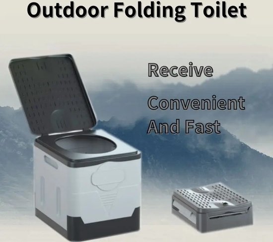 Opvouwbaar toilet - Camping toilet - Buiten wc - Nood toilet - Reis toilet - Grijs - Draagbaar - inklapbaar van Merkloos — afbeelding 3