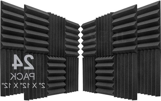 24 panneaux acoustiques 30 x 30 cm - anthracite - résistant au feu et au bruit - mousse calée - studios