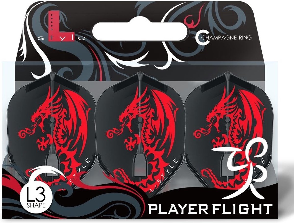 L-Style Champagne Flight L3 Shape Neil Duff V1 Black - Dart Flights
