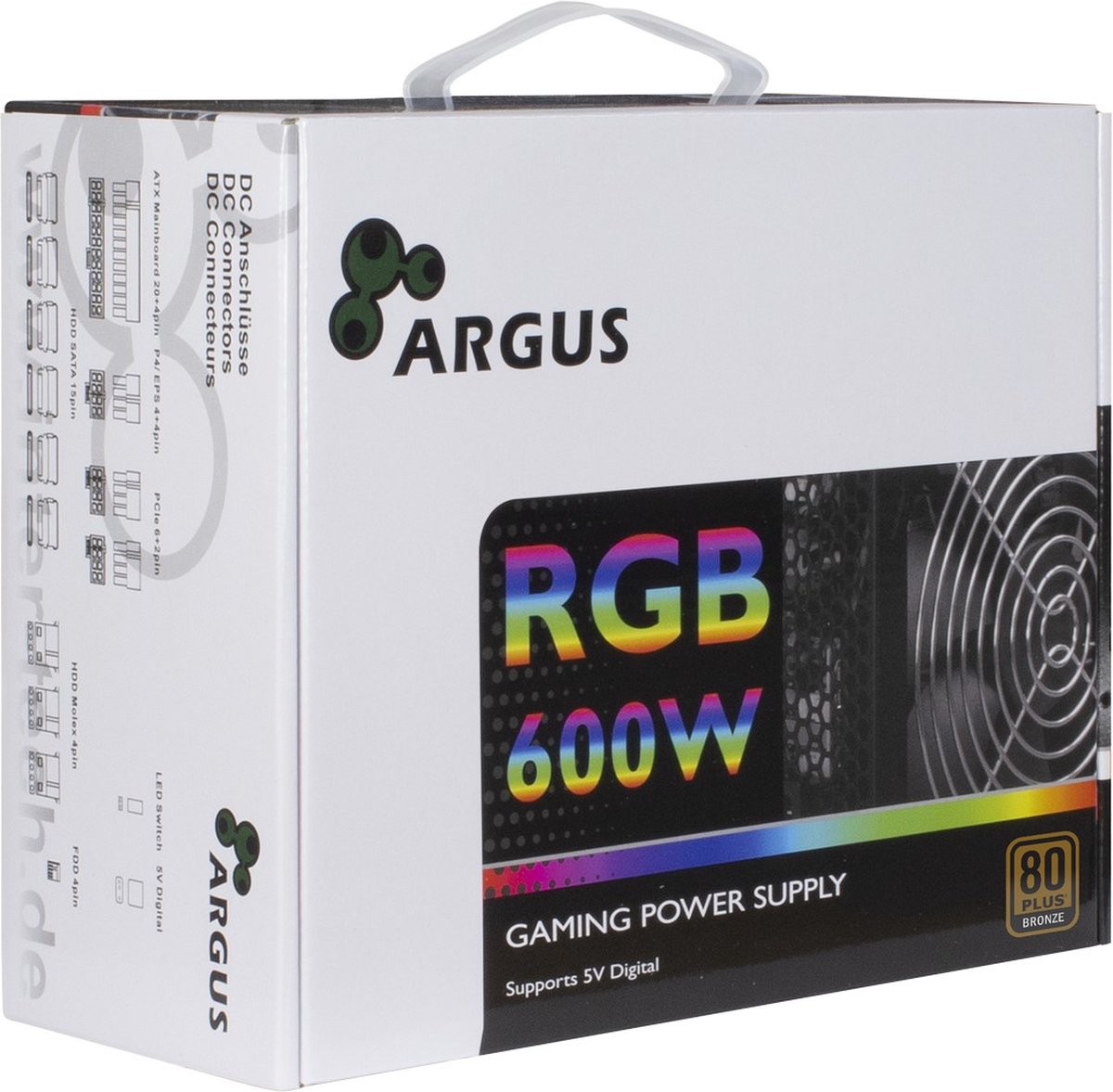 Inter-Tech Argus Rgb-600W Ii Power Supply Unit 20+4 Pin Atx Atx Zwart voeding - afbeelding 2