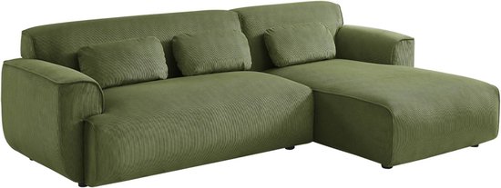 sweeek - Canapé d'angle, 2 à 3 places, velours côtelé, wallas, coin droit